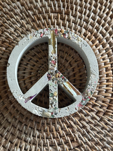 4” Cement Peace Sign Coaster?