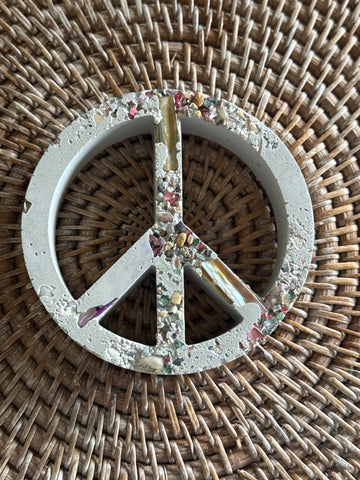 4” Cement Peace Sign Coaster?