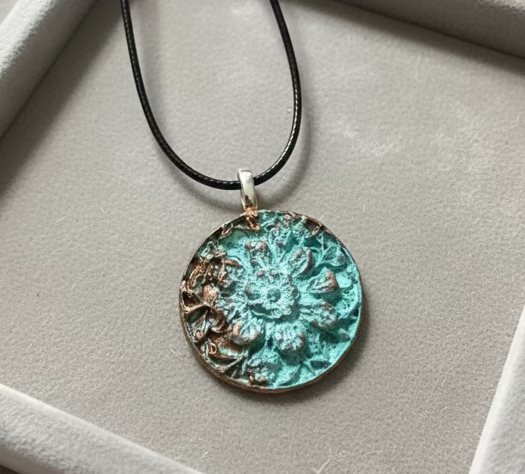 Patina Flower Medallion Necklace