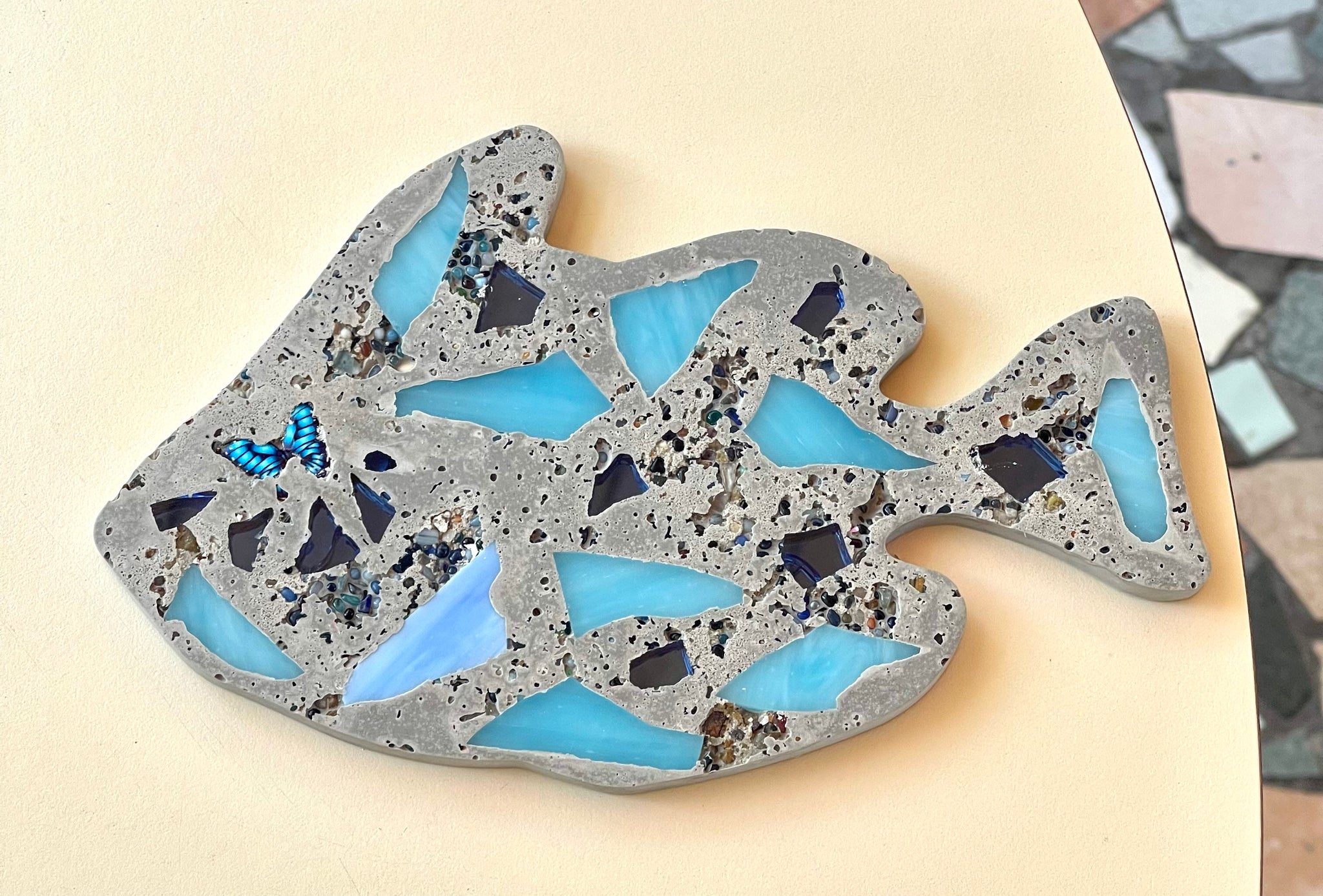 Cement Fish Coaster - Butterfly Eye