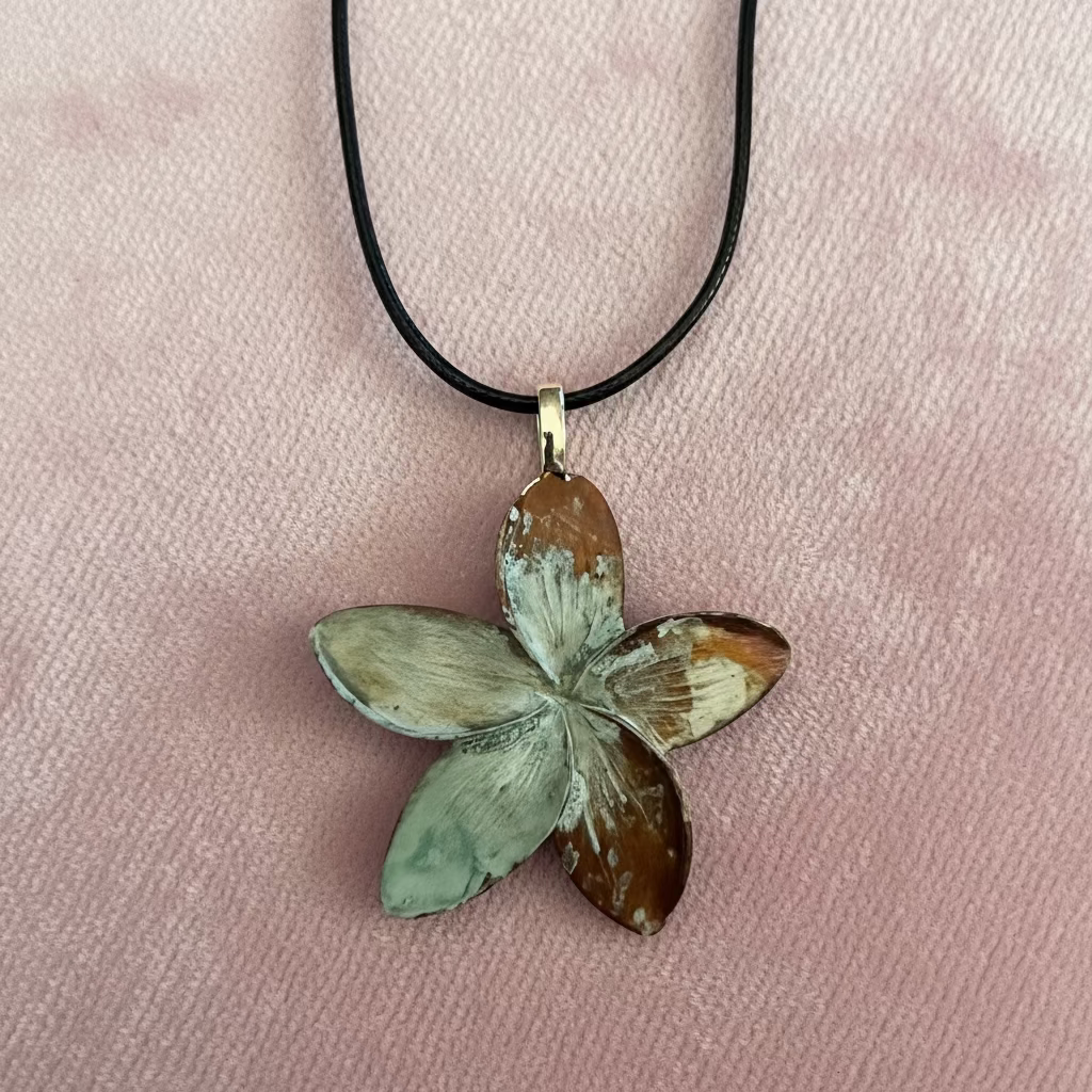 Patina Cement Flower Necklace