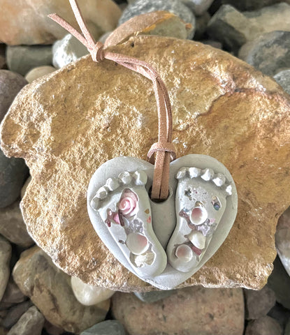 Cement Baby Feet Ornament Pinks