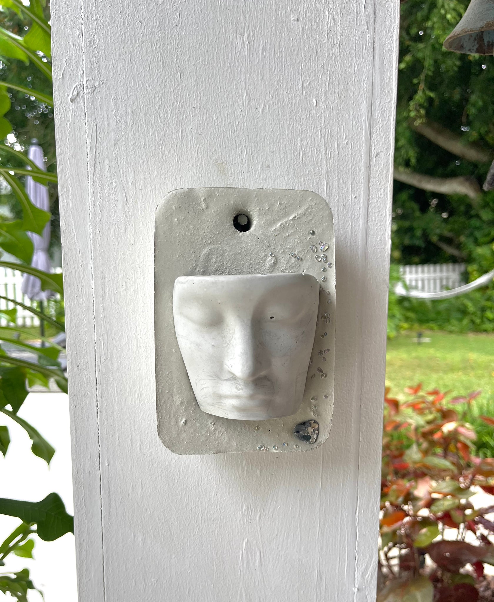 Cement Face Planter Wall Pocket