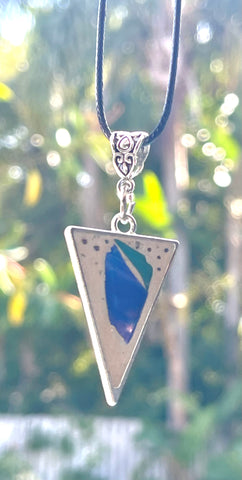 Metal Framed Cement Triangle Necklace