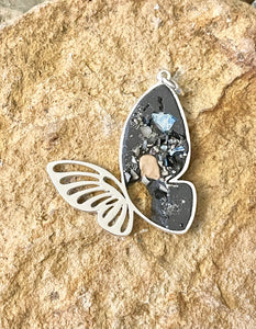 Metal Framed Concrete Butterfly Charm