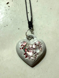 Cement Puffy Heart Pendant