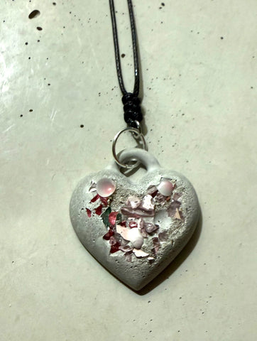 Cement Puffy Heart Pendant