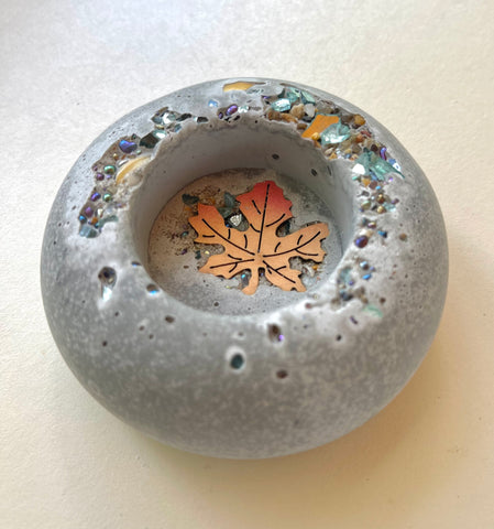 Fall Concrete Sphere Tea Light Holder