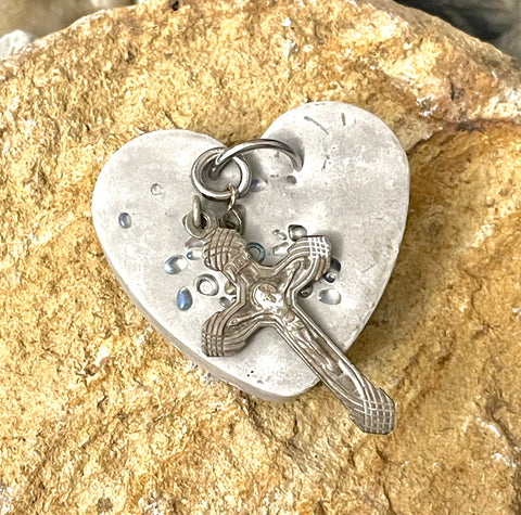 Cross Pocket Heart Dangle