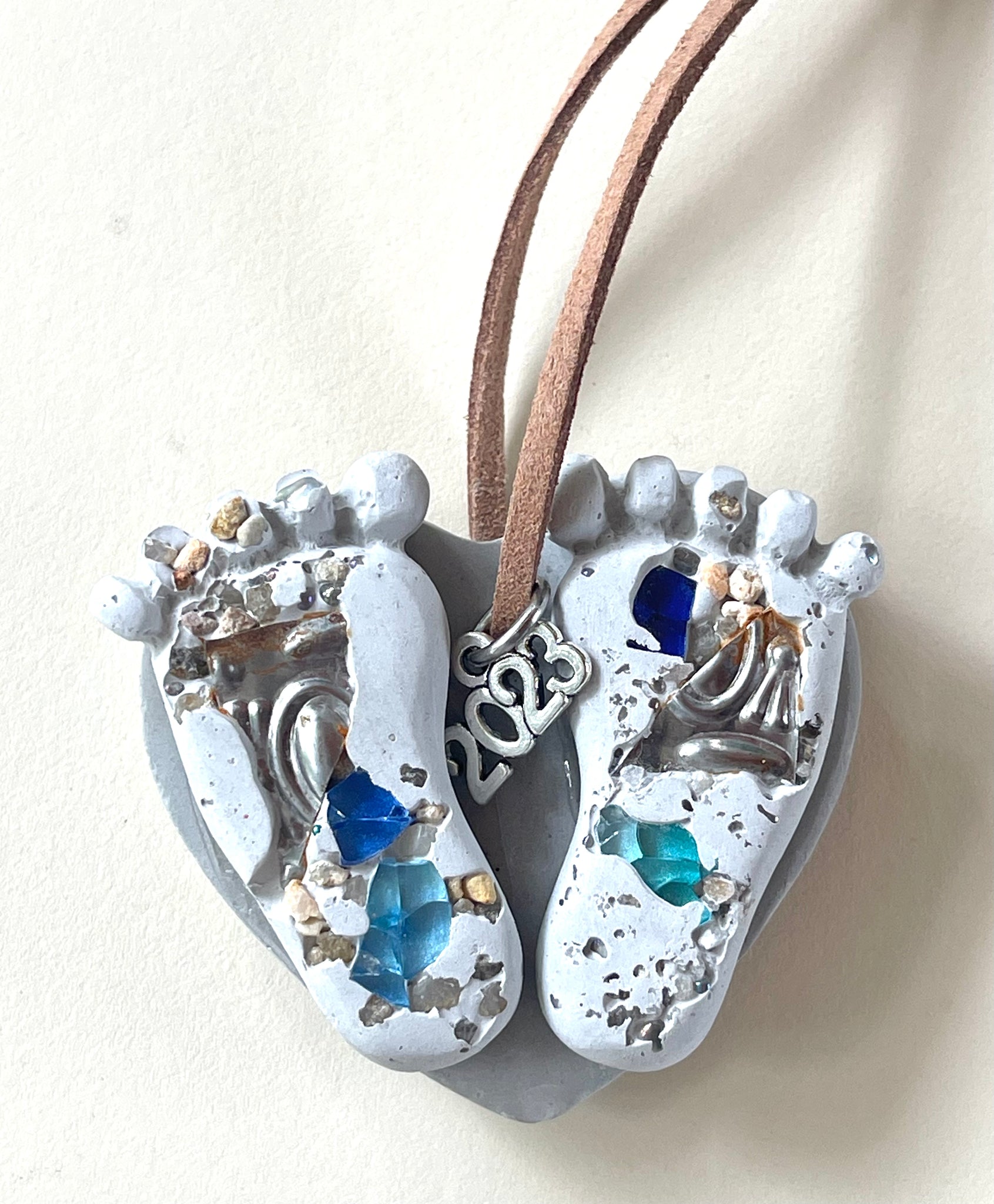 Concrete Baby Feet Ornament