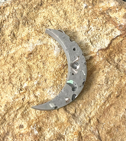 Cement Crescent Moon Charm