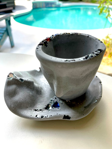 Cement Face Planter/Saucer