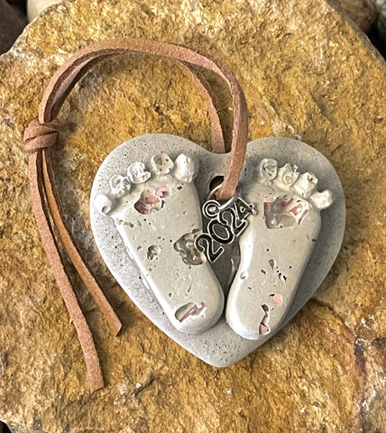 Cement Baby Feet Ornament Pinks