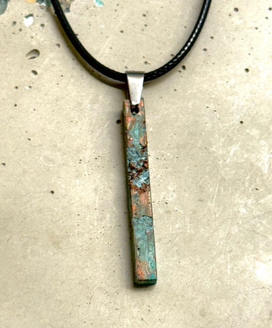 Patina Cement Bar Necklace