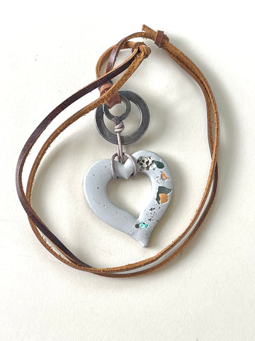 Cement Open Heart Necklace