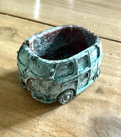 Patina Cement Camper Bus Pot