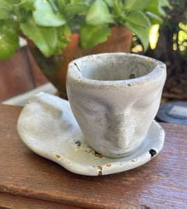 Cement Face Planter/Saucer