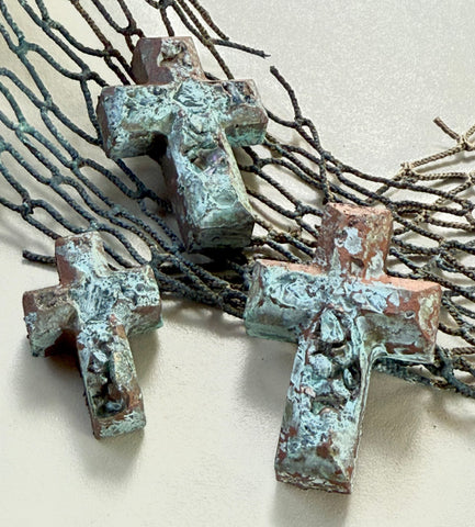 Cement Copper Patina Cross