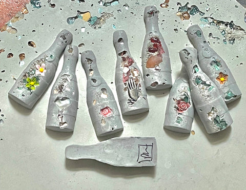 Cement Mini Wine Bottle Magnet