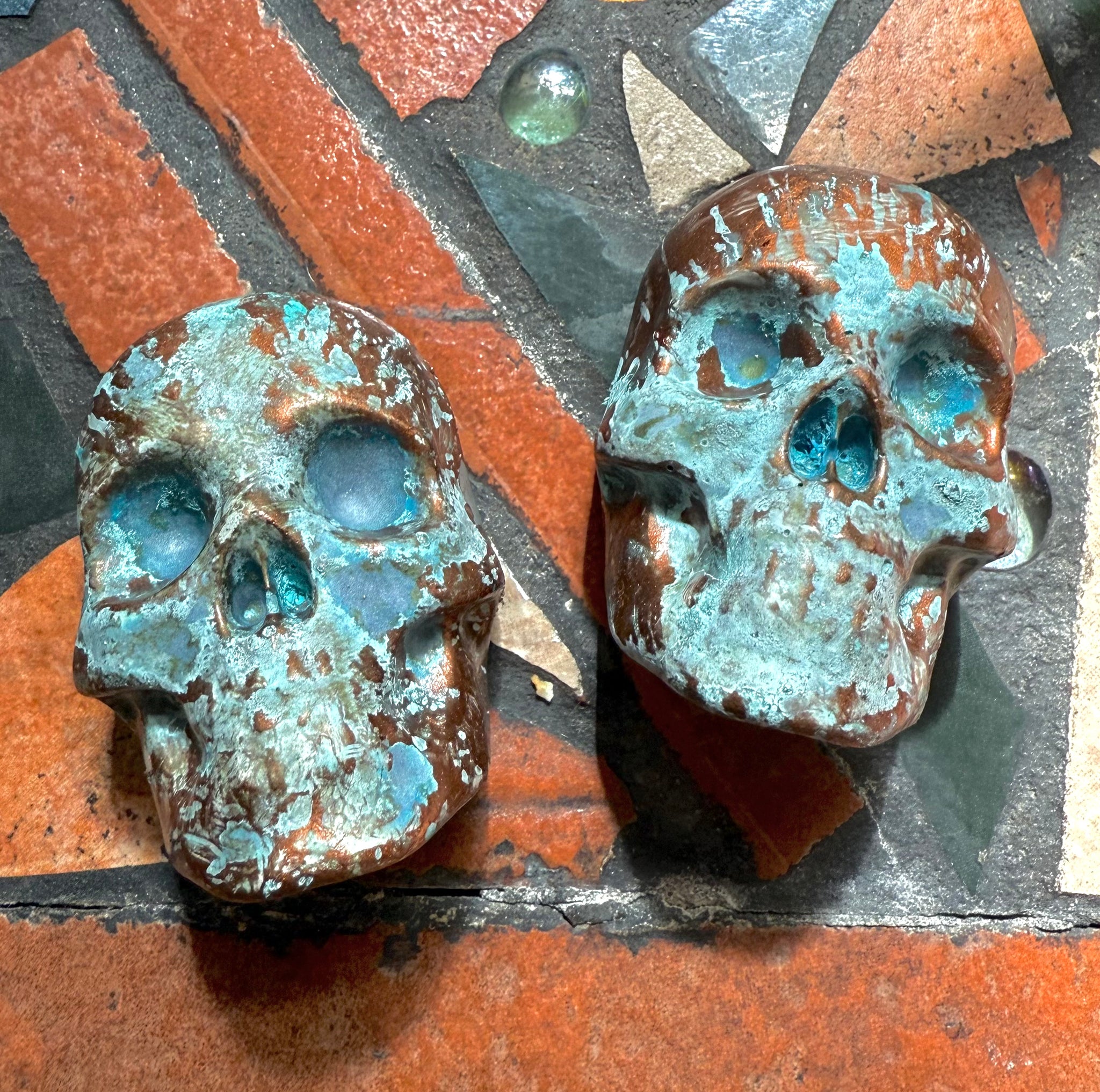 Patina Cement Skull Magnet