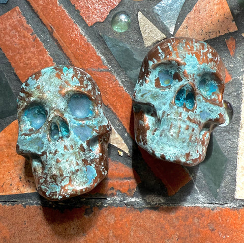 Patina Cement Skull Magnet