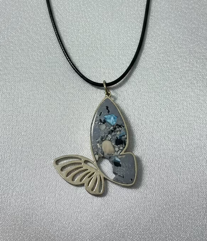Metal Framed Butterfly Necklace