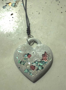 Cement Puffy Heart Pendant