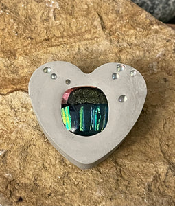 Cement Fused Glass Pocket Heart