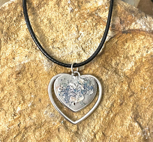 Cement Double Heart Charm Necklace