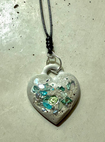 Cement Puffy Heart Pendant
