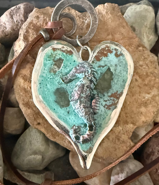 Exaggerated Cement Seahorse Necklace