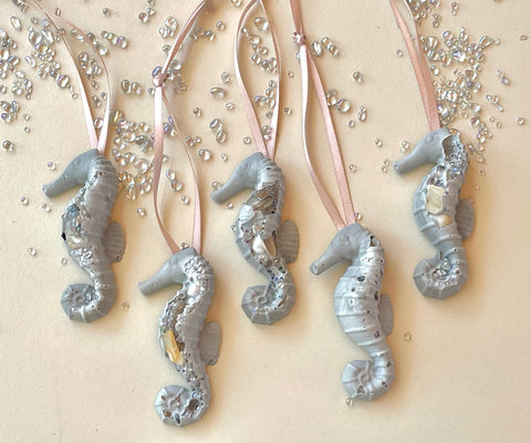 Cement Mini Seahorse Ornament