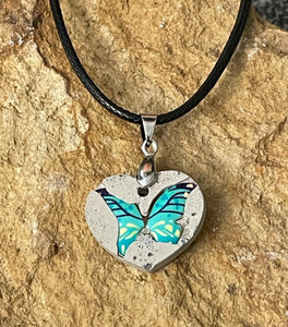 Concrete Butterfly Heart Necklace