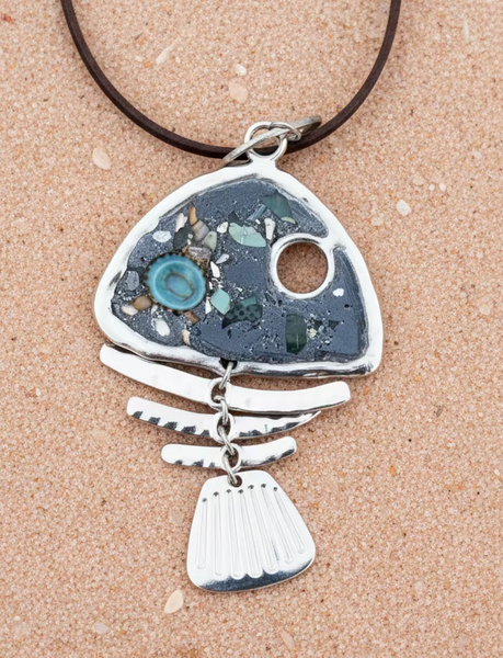 Exaggerated Cement Bonefish Necklace