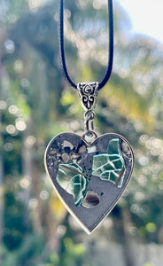 Metal Framed Cement Heart Necklace