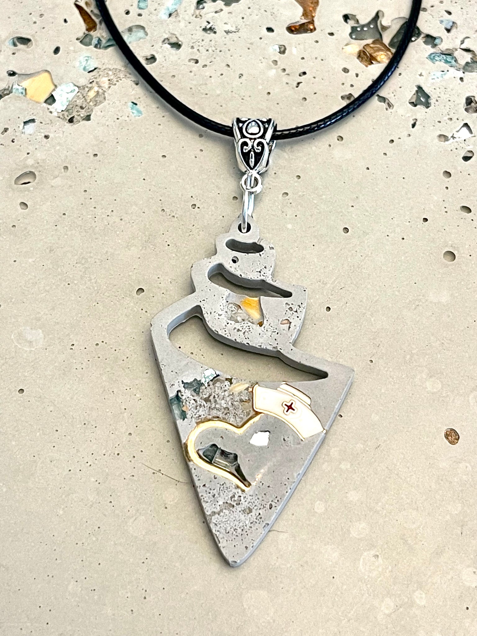 Cement Conch Nurse Cap Necklace