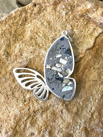 Metal Framed Concrete Butterfly Pendant