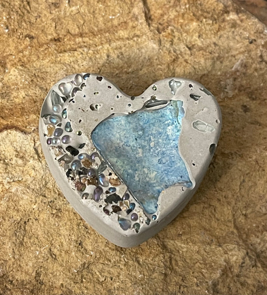 Cement Fused Glass Pocket Heart