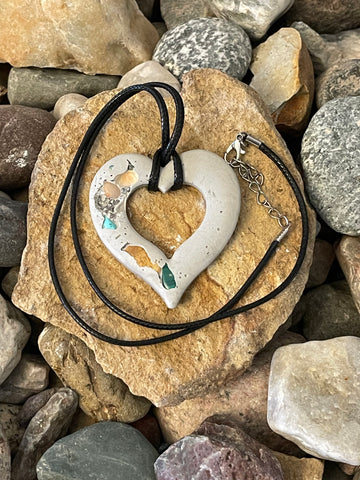 Cement Open Heart Necklace