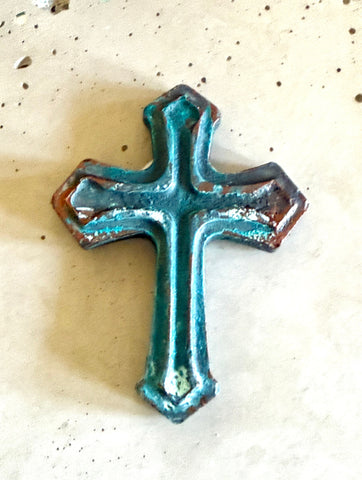 Cement Copper Patina Cross