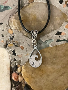 Metal Framed Cement Wave Necklace