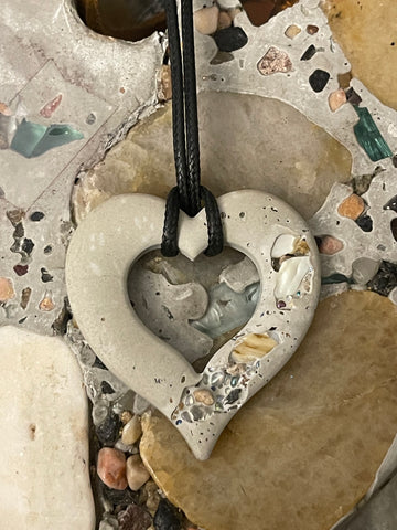 Cement Open Heart Necklace