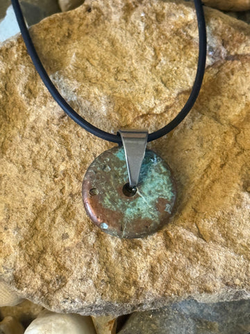 Patina Cement Disc Necklace