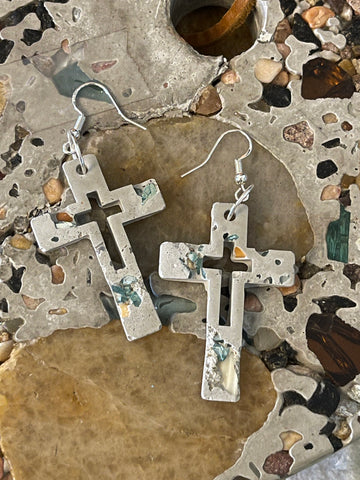 Cement Cross Earrings