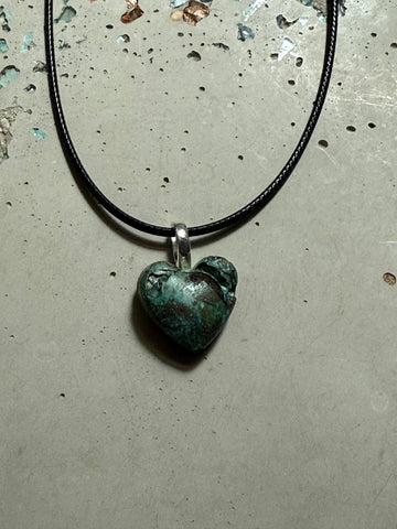 Mini Patina Cement Heart Necklace