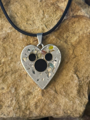 Metal Framed Cement Mickey Heart Necklace