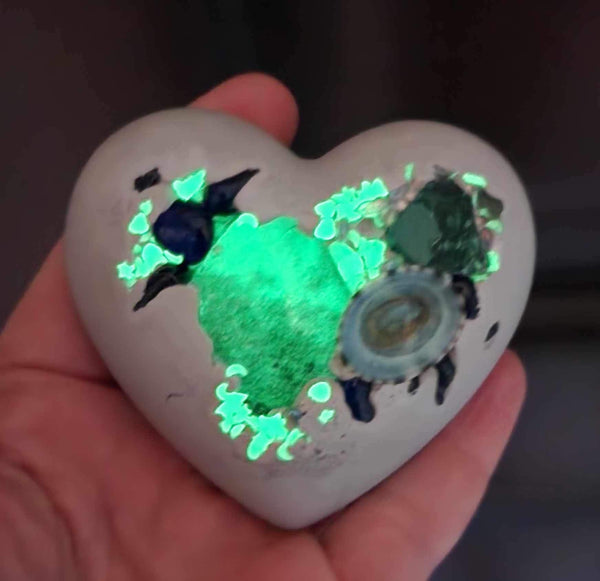 Concrete Heart Stone -Blenko Glow Glass