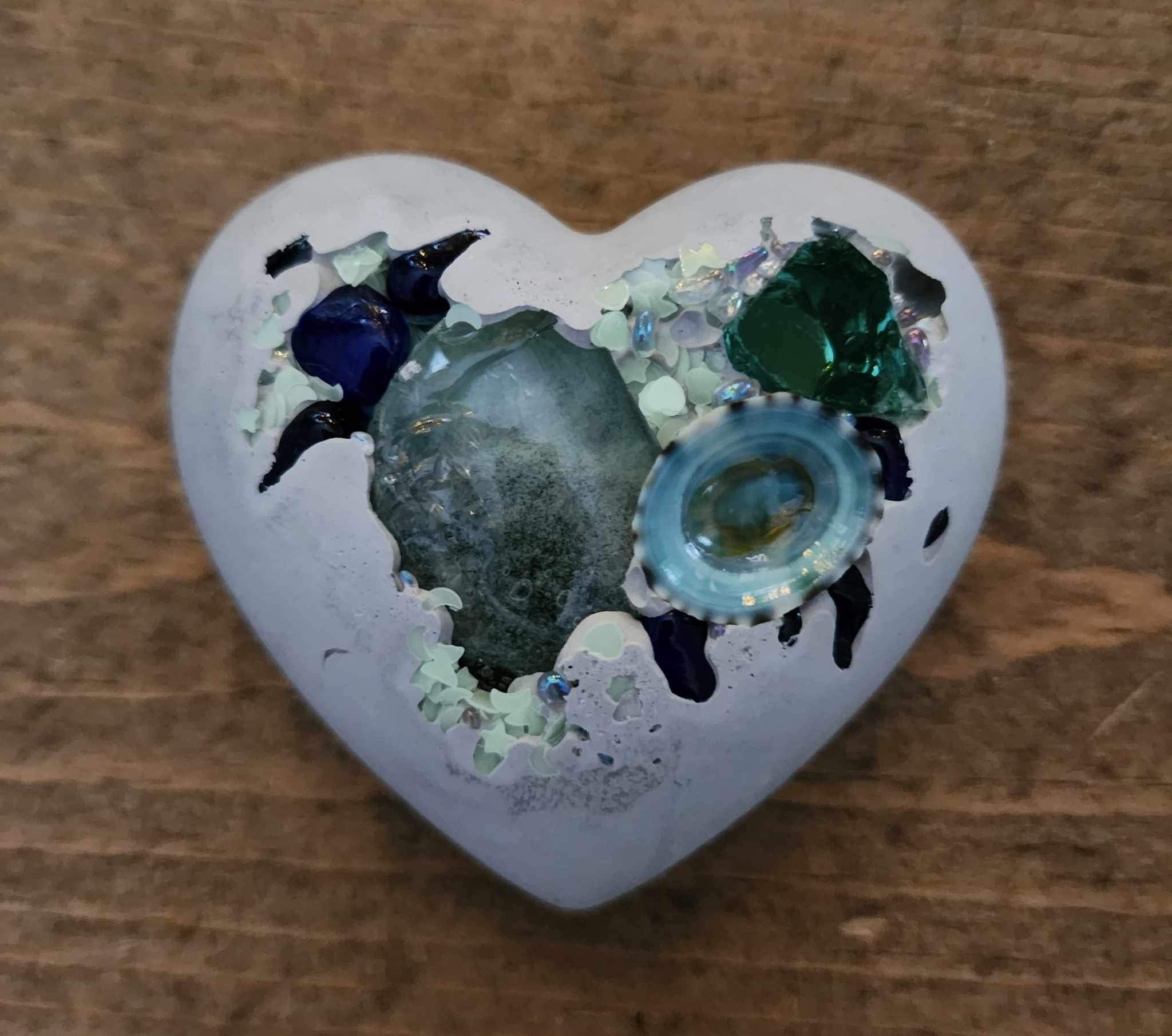 Concrete Heart Stone -Blenko Glow Glass