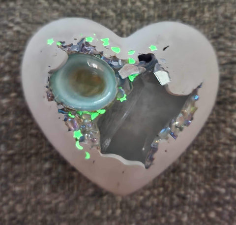 Concrete Heart Stone -Blenko Glow Glass