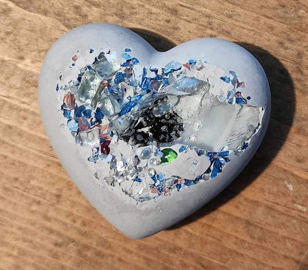 Concrete Heart Stone -Blenko Glow Glass